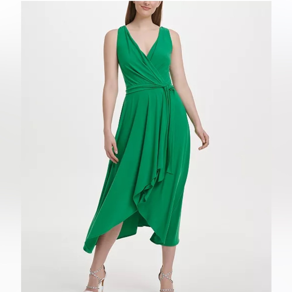 DKNY Jersey Faux Wrap Handkerchief Dress